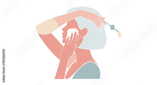 Woman Applying Makeup with Brush, Skincare Routine, Beauty and Cosmetics