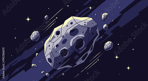 Large asteroid with craters in space.