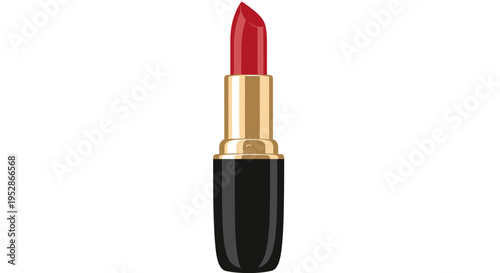 Red Lipstick Tube, Cosmetic Product, Beauty and Makeup Essential, Isolated on White