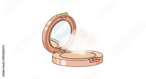 Open Compact Powder with Mirror and Puff, Makeup Product, Beauty Cosmetics