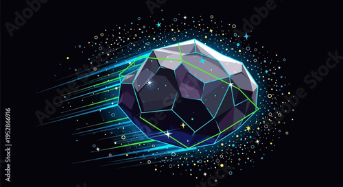 Large Diamond Gemstone with Blue Glow.