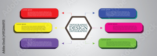 Modern infographic template divided in six segment, colorful element's for design, can be used in business promotion or presentation, education system or marketing, web design, 
