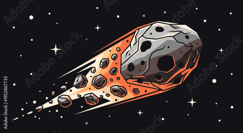 Space Ship Traveling Through Galaxy.