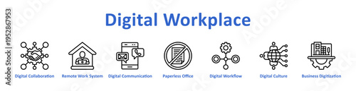 Digital Workplace Banner and Collection Web Icon