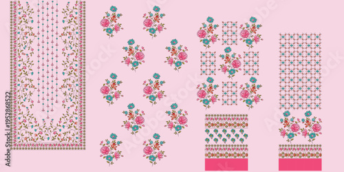 Abstract  color full paisley mughal motif bunch pattern