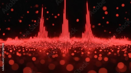 Vibrant red sound wave graphic display.