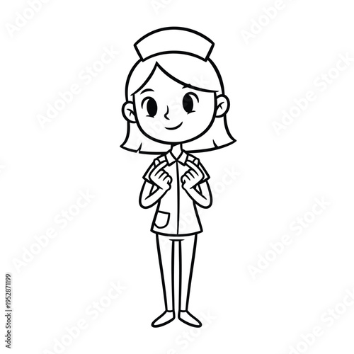 Cute Cartoon Nurse Character Illustration.
