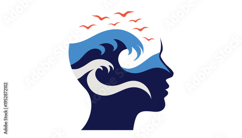 Silhouette of a woman head with floral design and elegant profile style