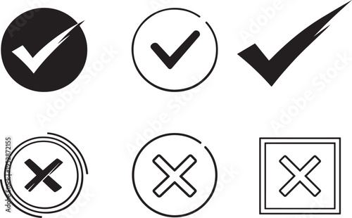 Editable check and cross marks representing approval, rejection and validation actions