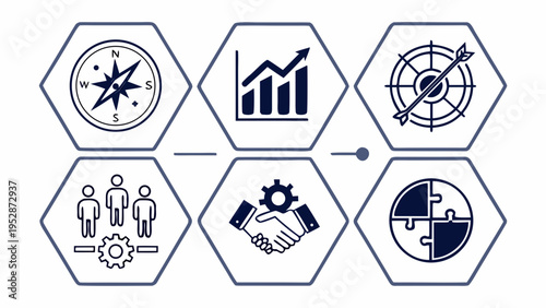 A flowchart of business strategy and planning Vector