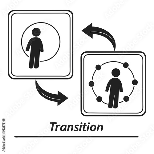 A person transitioning from isolation to social connection Vector
