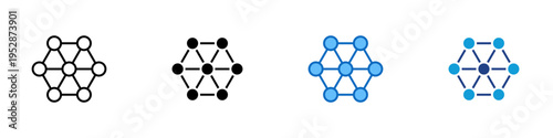 Network Nodes Multiple Style Icon Design Vector - Connected nodes forming structure representing network topology, data connectivity, and distributed system architecture