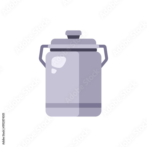 gray canister, kitchen storage, lid handles, colorful vector flat style illustration