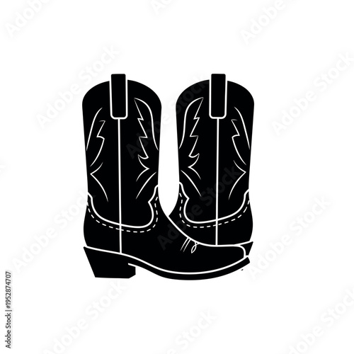 Cowboy Boots Silhouette Western Footwear.