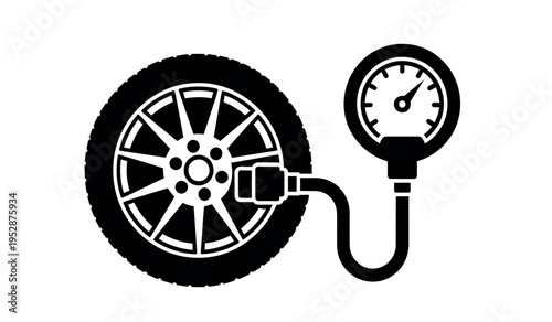 Tire pressure gauge and wheel illustration