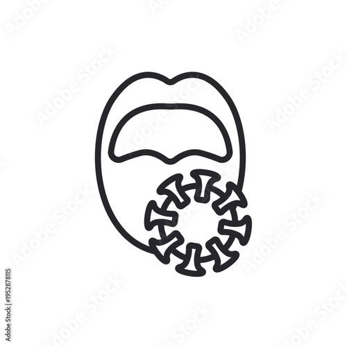 tongue cancer icons  outline and Flat Style,transparent background