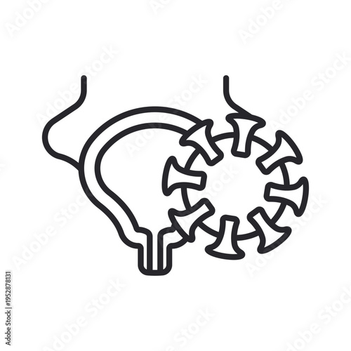 bladder cancer icons  outline and Flat Style,transparent background