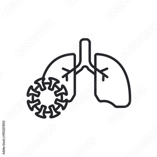 lung cancer icons  outline and Flat Style,transparent background