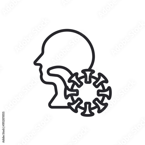 throat cancer icons  outline and Flat Style,transparent background