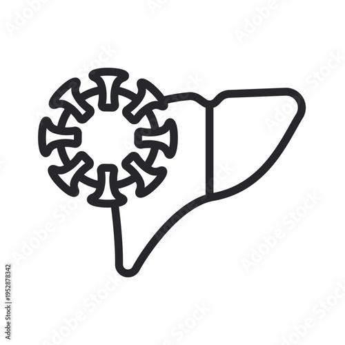 liver cancericons outline and Flat Style,transparent background