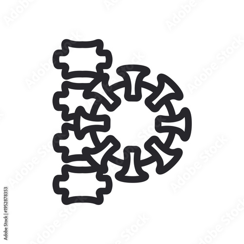 spinal cord icons outline and Flat Style,transparent background