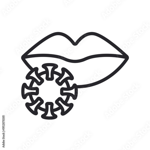 lip cancer icons outline and Flat Style,transparent background