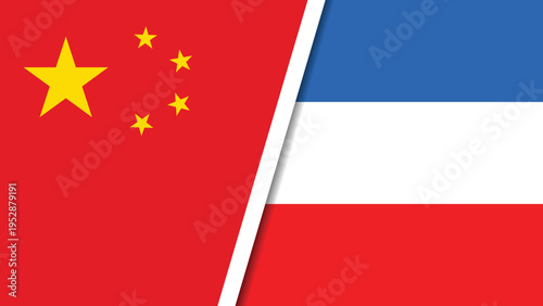 The flags of China and France side by side, symbolizing international relations and global diplomacy.