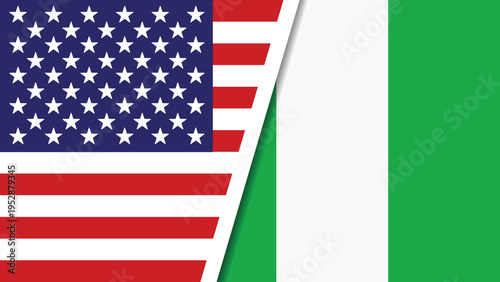 The flags of the United States and Nigeria overlap in a symbolic display of international relations and cooperation.