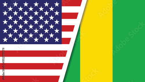 The flags of the United States and Mali displayed side by side in a symbolic representation of international relations and diplomacy between the two countries.