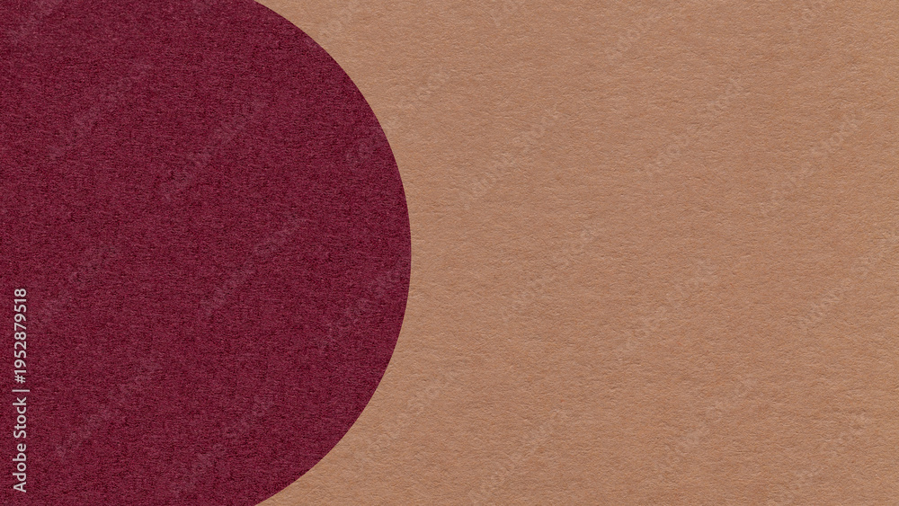 Fototapeta premium Warm brown paper texture background with dark wine semicircle and copy space for banner, presentation, template
