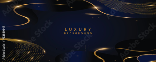 blue abstract background with luxury golden elements vector illustration