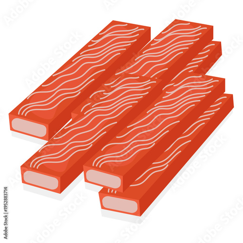 crab stick, seafood product vector.