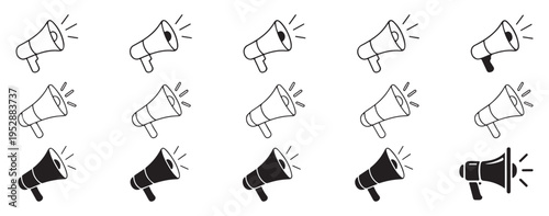 Minimal megaphone line icons, simple loudspeaker bullhorn signs for mobile apps and web. vector illustration eps 10