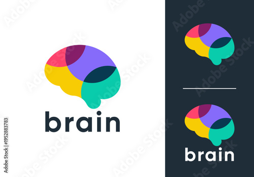 brain color full logo design. smart brain innovation vector design concept