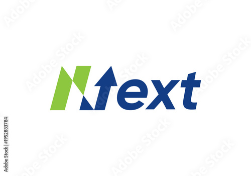 abstract next wordmark logo. arrow growth finance symbol design concept