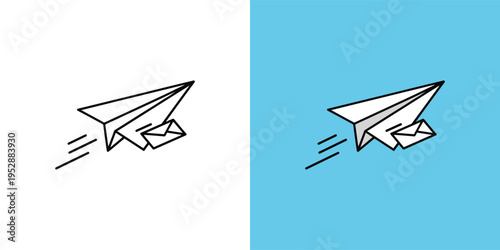 Dynamic paper airplane illustration symbolizing swift email delivery and global digital communication, representing efficient messaging and connection