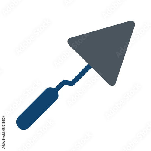 Construction trowel tool for masonry and tiling work on transparent background