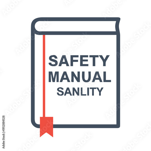 Safety manual book icon red bookmark closed document education information guide
