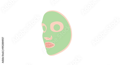 Green Sheet Face Mask with Pink Accents, Skincare and Beauty Concept