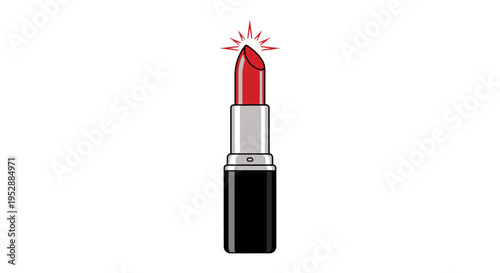 Red Lipstick Tube Shiny Sparkle Icon Vector Illustration