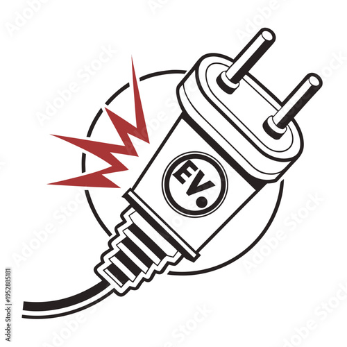 Electric vehicle charger plug with lightning bolt