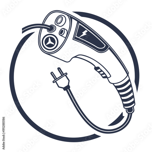 Electric car charging cable with plug