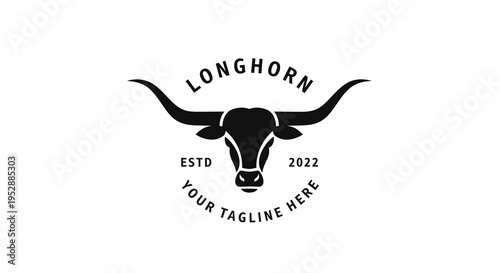Longhorn bull head vector logo design isolated on white