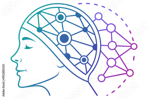 A woman's head with a neural network