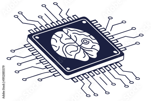 A computer chip with a brain on it