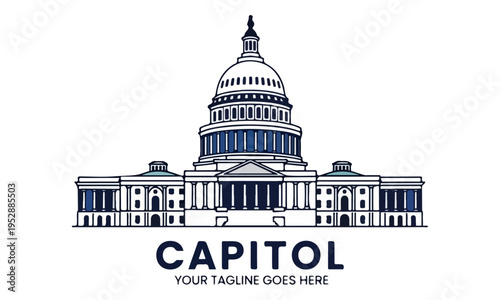 US Capitol Building Minimalist Vector Logo Illustration