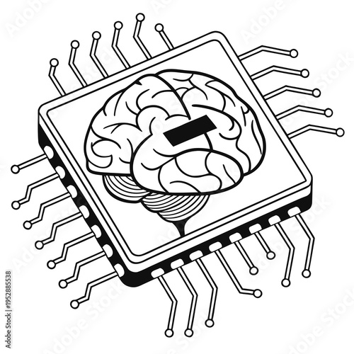 A computer chip with a brain on it