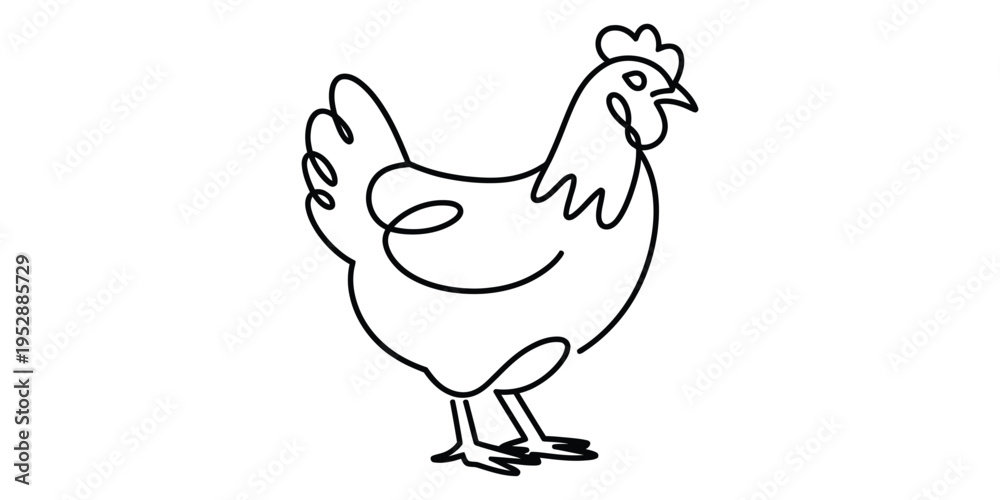 Fototapeta premium Minimalist Continuous One Line Drawing of a Chicken