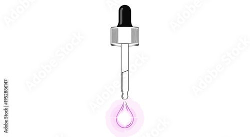 Dropper with Liquid Drop and Pink Aura - Skincare and Beauty Concept