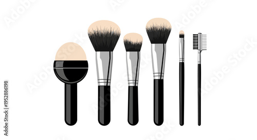 Professional Makeup Brushes Set Isolated on White Background
